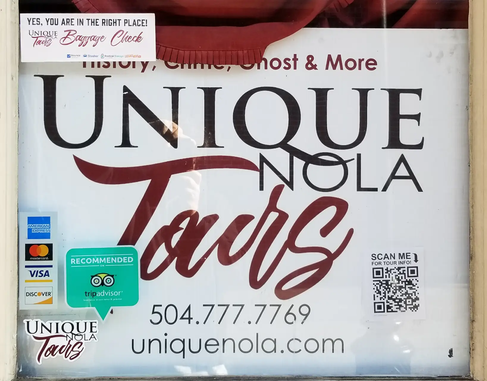 Unique NOLA Tours storefront.