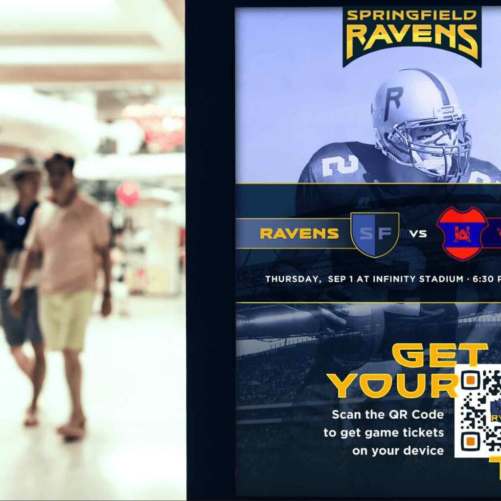 A QR Code with text crowding into the quiet zone.