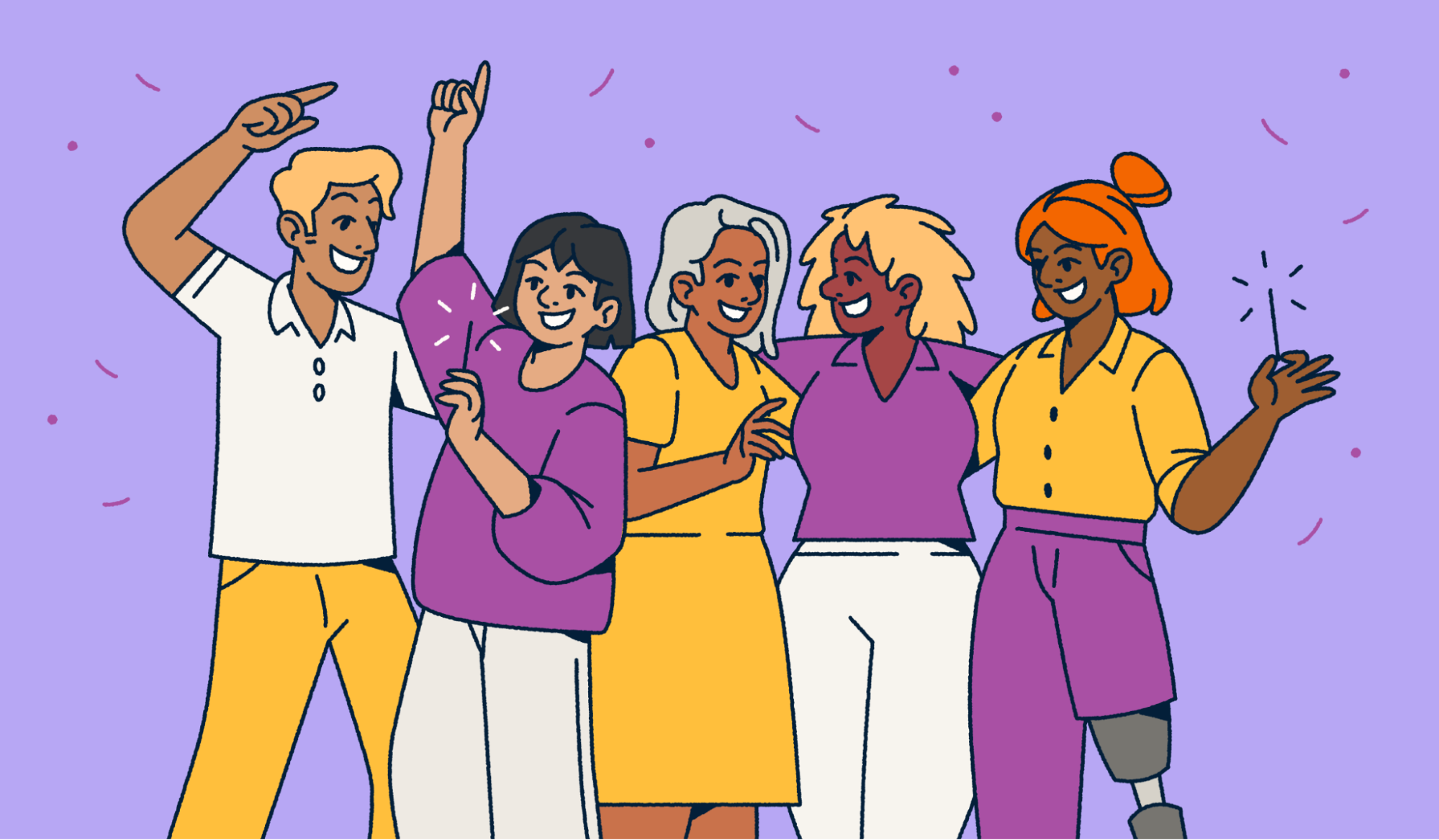 Illustration of people happy and celebrating together.