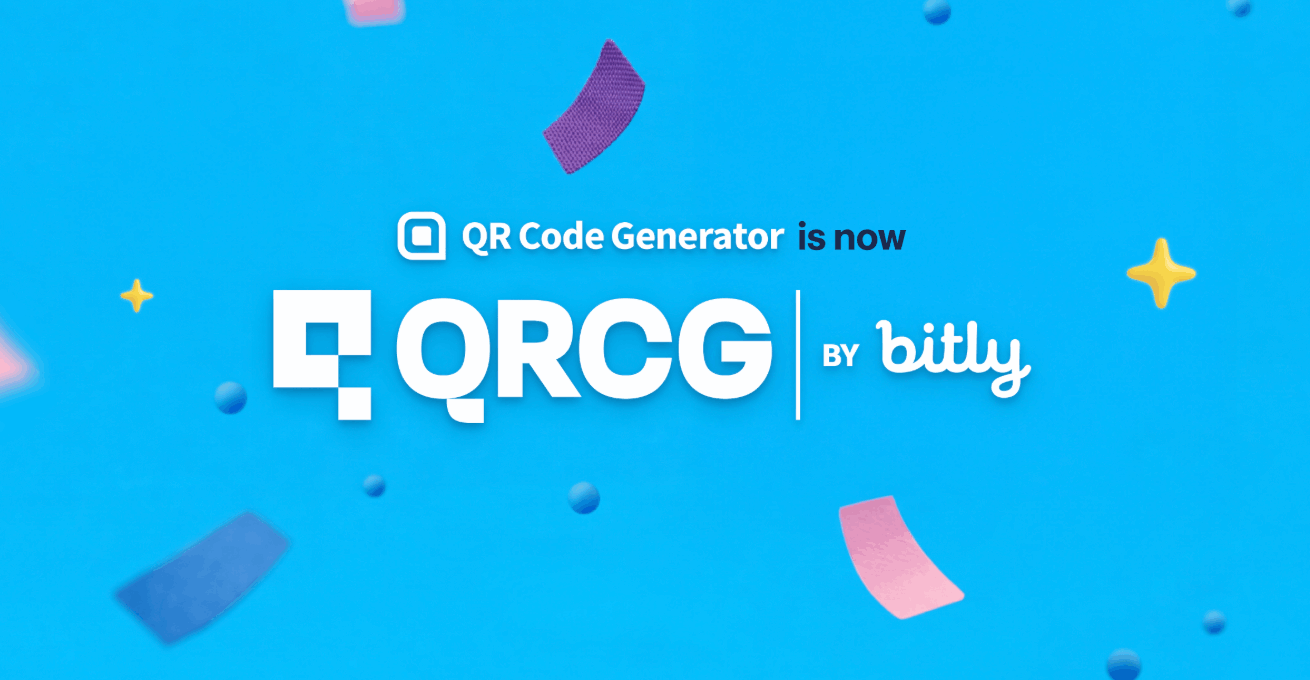 A celebratory illustration that showcases the QRCG by Bitly logo.